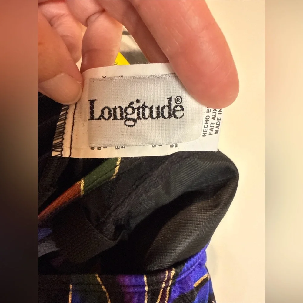 VTG Longitude Women's Sz 10 One Piece Swimsuit Black Button Floral‎ Top Tropical